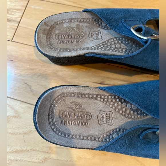 Fly Flot Women’s Navy Slide Sandals Made In Italy - Picture 2 of 13